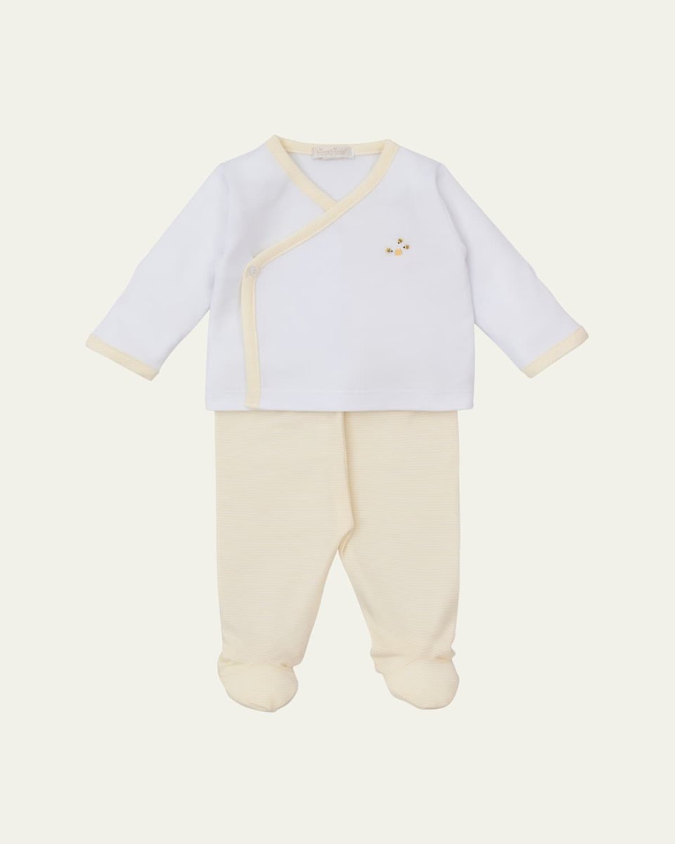 Kid's SCE Bee Hive Embroidered Footed Pants Set, Size Newborn-6M